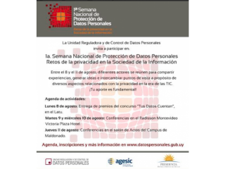 Semana Nacional de Protección de Datos Personales 8 a 11 de agosto. Recibidos x 